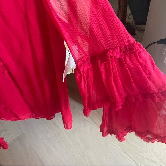 Alexis Hiro red mock neck silk long sleeve top NWOT - Picture 8 of 11